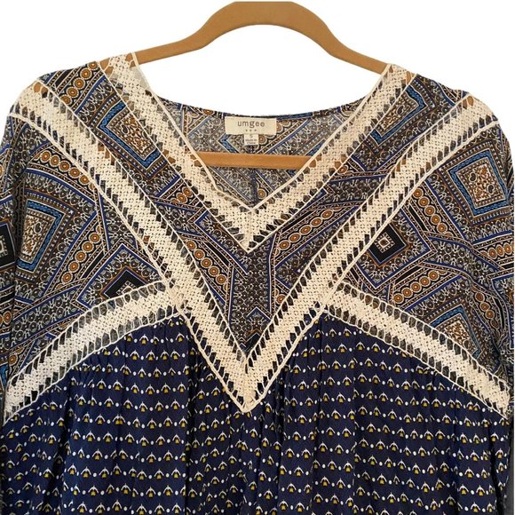 Umgee Bohemian Gypsy Crocheted Detail Mini Dress S - Picture 2 of 5